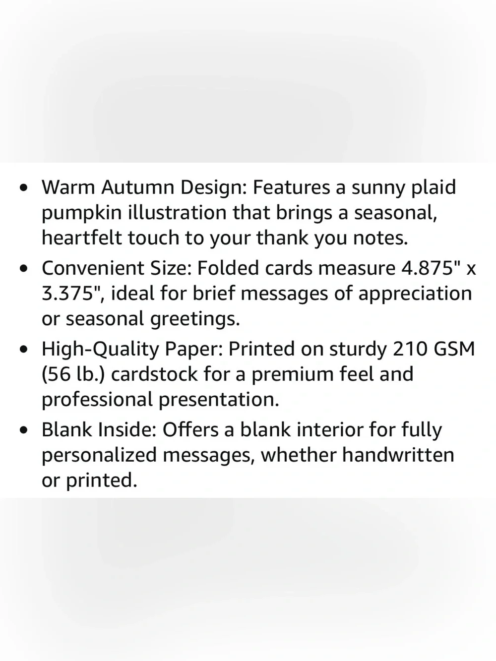 25 Count Sunflower and Plaid Pumkin Designed Thank You Cards with Envelopes
